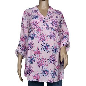 L Pink Blue and Hot Pink Spotted Motherhood Blouse